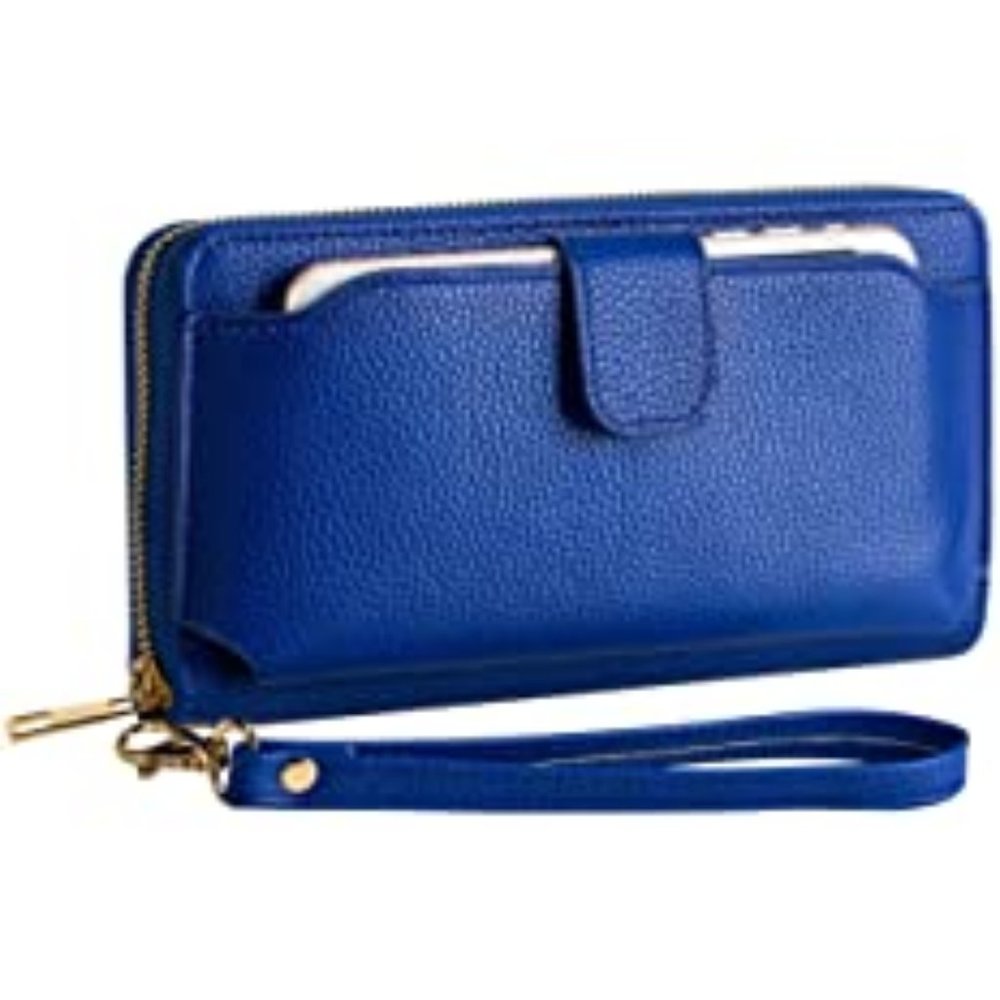 Women Wristlet Wallet with Cell Phone Holder Zip Around Handbag